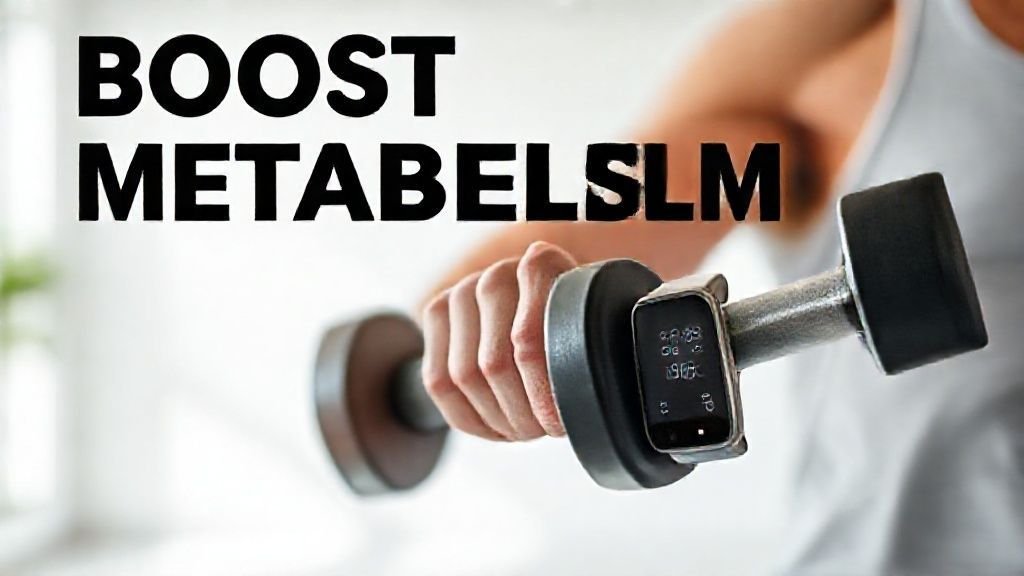 Muscular person lifting weights, symbolizing strength training and metabolism boost