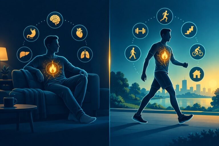 Illustration comparing basal metabolic rate at rest with total daily energy expenditure during daily activity